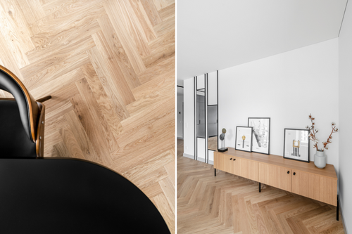 Fiskebensparkett Cream Natur Lakkert